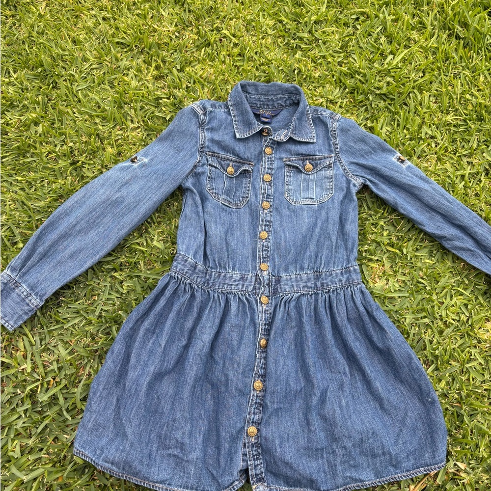 Polo by Ralph Lauren Blue Denim Dress with Gold Accents